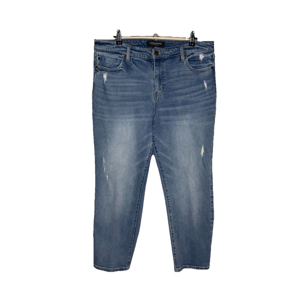 Liverpool Los Angeles Jeans Distressed Blue Denim Pants Womens  Size 14